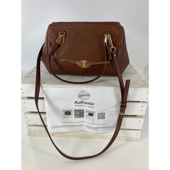 COACH 25169 MEDIUM BROWN LEATHER CROSSBODY BAG - Picture 1 of 11